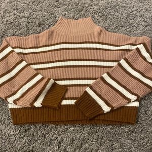 brown/cream/pink colored knitted sweater